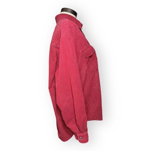 Esprit Women's Red White Polka Dot Corduroy Shirt Sz Large 80s Early 90s Vintage - Picture 3 of 12